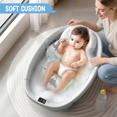 TOSGN Collapsible Baby Bathtub folded flat for compact storage.