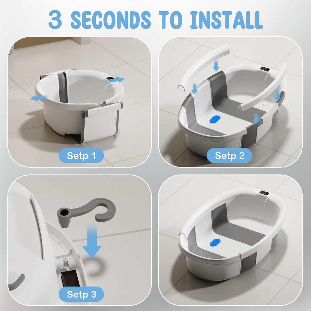 TOSGN Collapsible Baby Bathtub in use, floating for calm bath time.