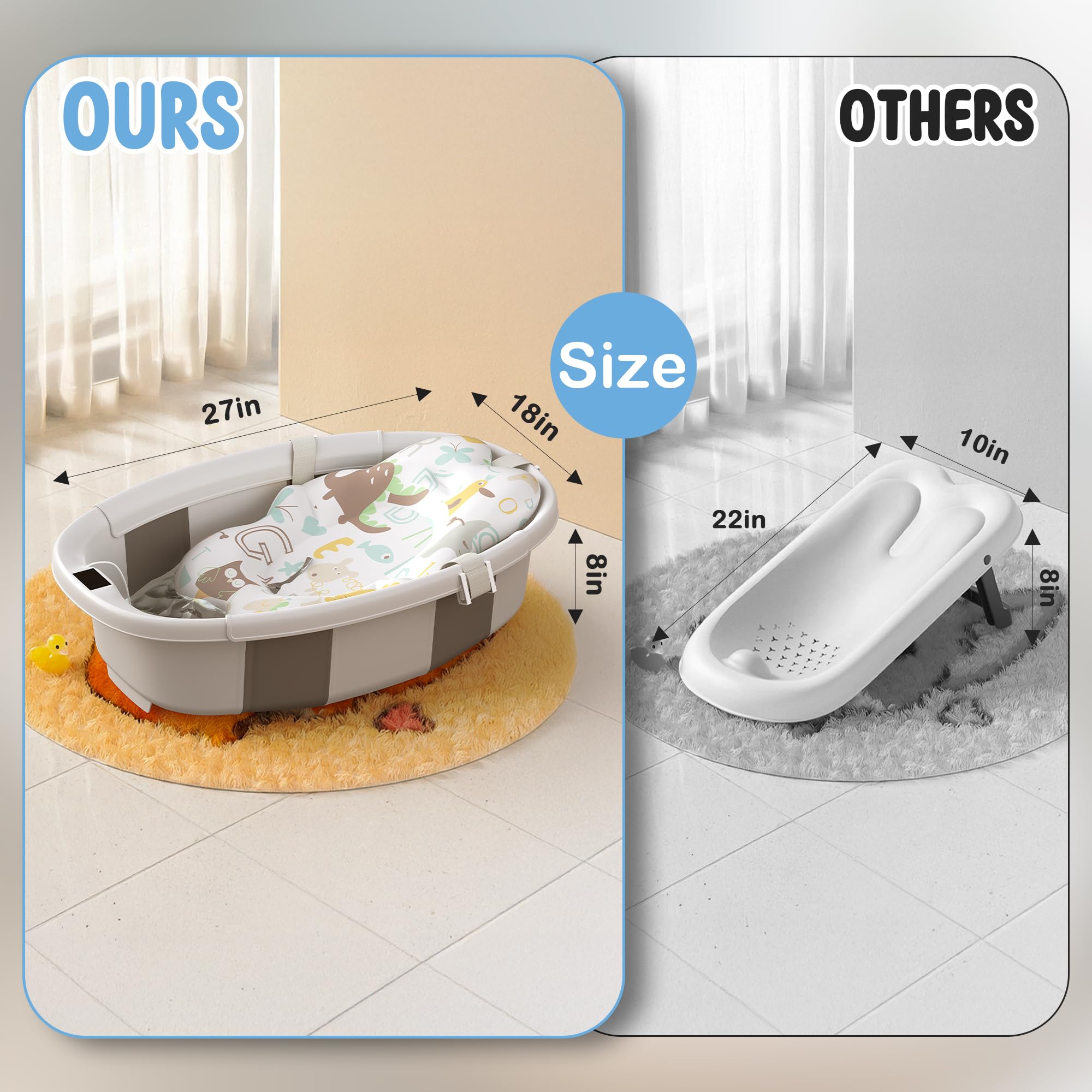 TOSGN Collapsible Baby Bathtub made with PP+TPE materials for safe use.