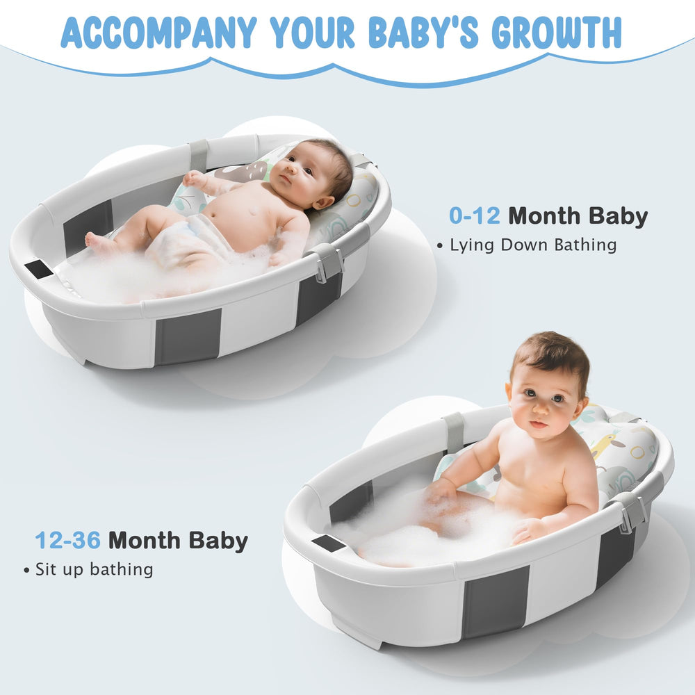 TOSGN Collapsible Baby Bathtub soft cushion provides gentle spine support.
