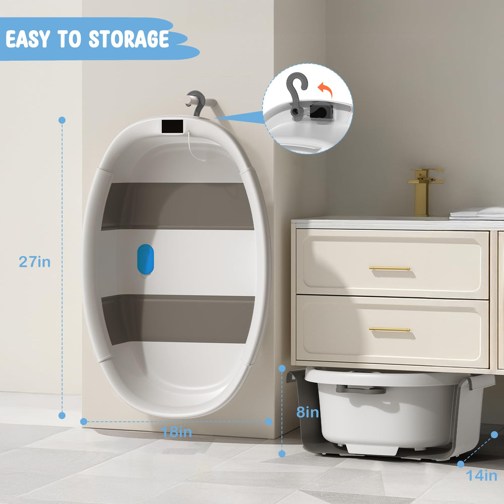 TOSGN Collapsible Baby Bathtub travel-ready design for home or on the go.