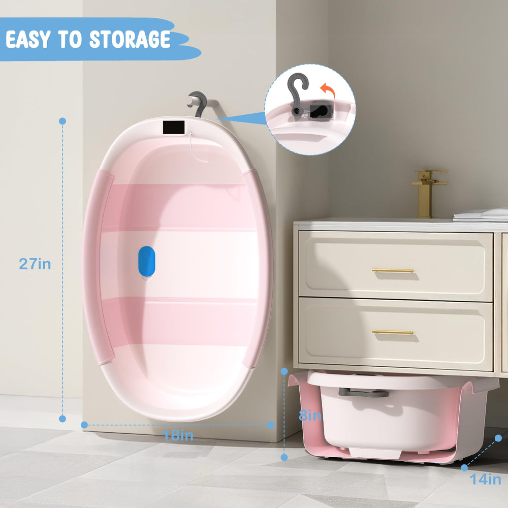 TOSGN pink collapsible bathtub designed for 0-36 months infants.