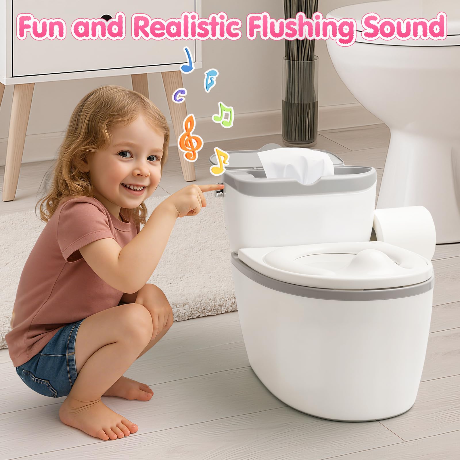 TOSGN potty flushing sound feature adds realistic feedback during training sessions.