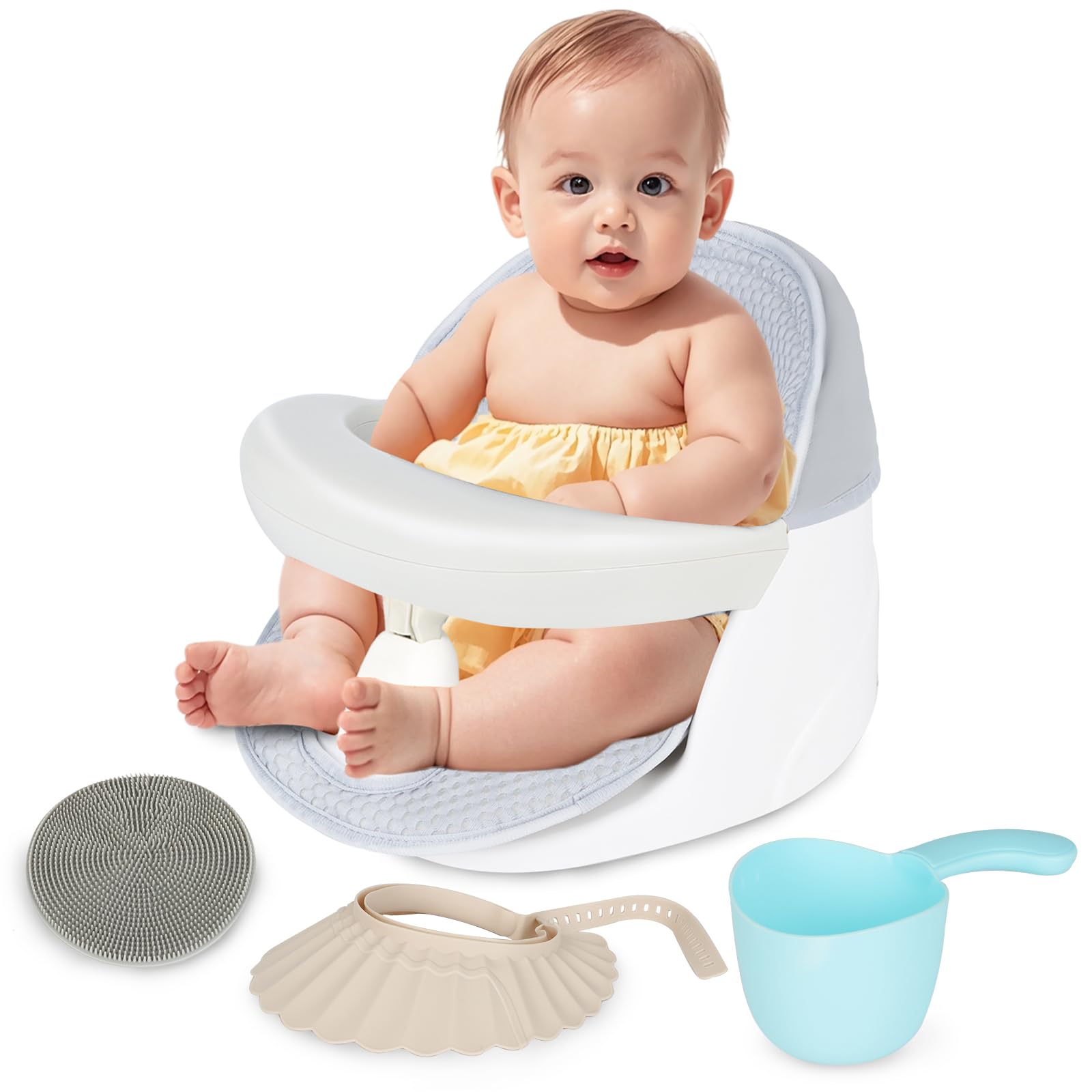 TOSGN Swivel Baby Bath Seat assembly view demonstrates secure setup for easy bathing.