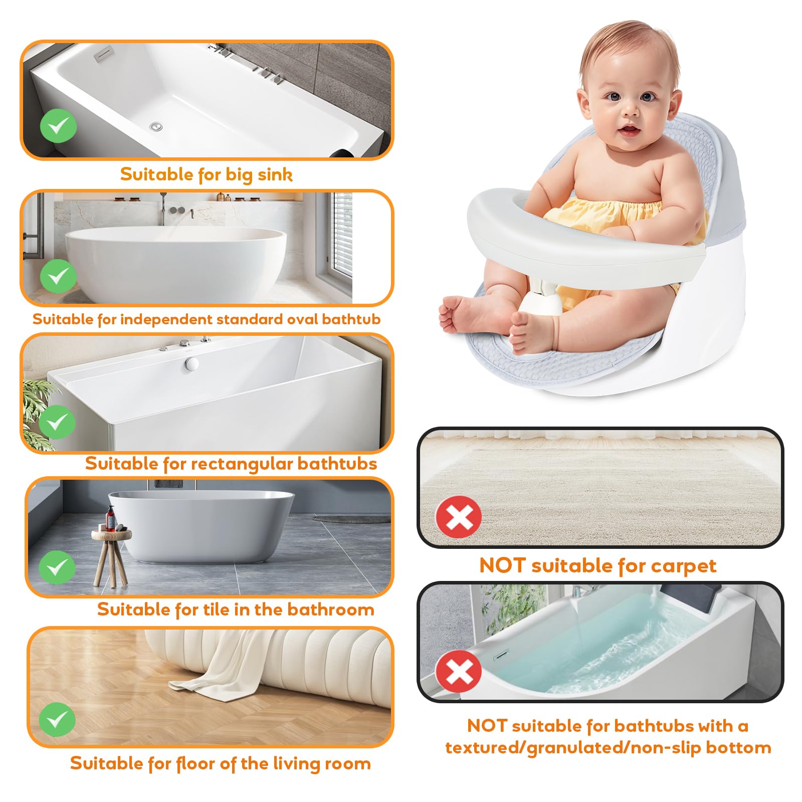 TOSGN Bath brush provides gentle cleaning with comfortable grip.