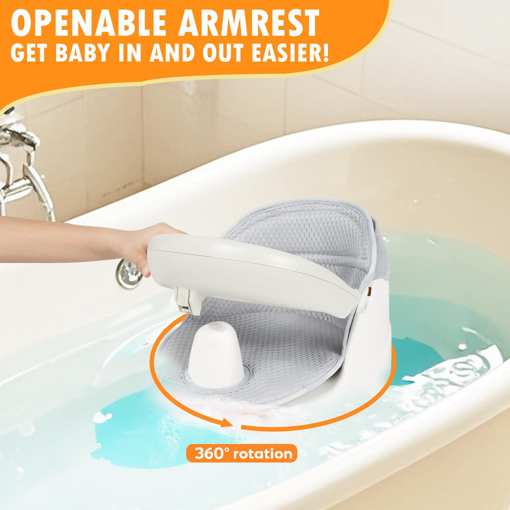 TOSGN Non-slip suction cups secure the seat on tub surfaces.