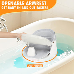 TOSGN Non-slip suction cups secure the seat on tub surfaces.