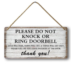 tosles baby sleeping sign on front door keeps naps peaceful.