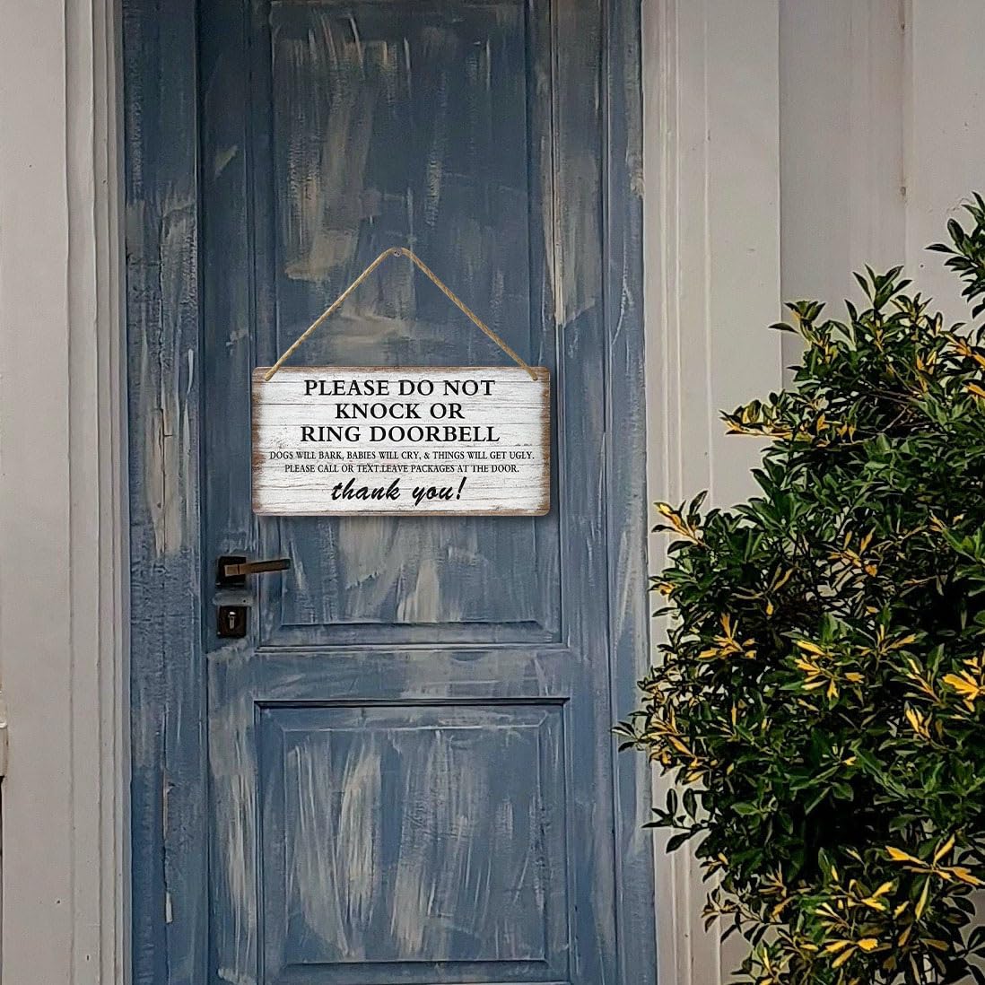 tosles farmhouse-charm-front-porch-sign elevates curb appeal with a playful message.