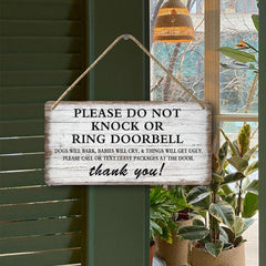 tosles no-soliciting front porch sign guards privacy and gently reduces knocks.