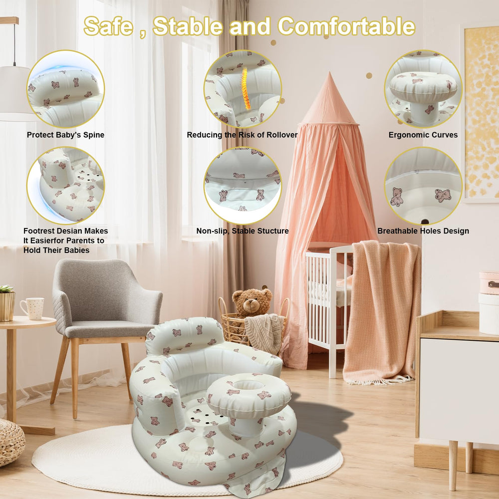 TOSXW inflatable baby seat back support stabilizes posture during meals.