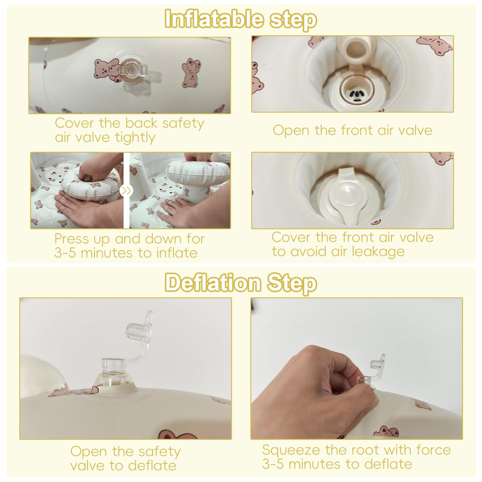 TOSXW inflatable baby seat ergonomic backrest supports growing babies.