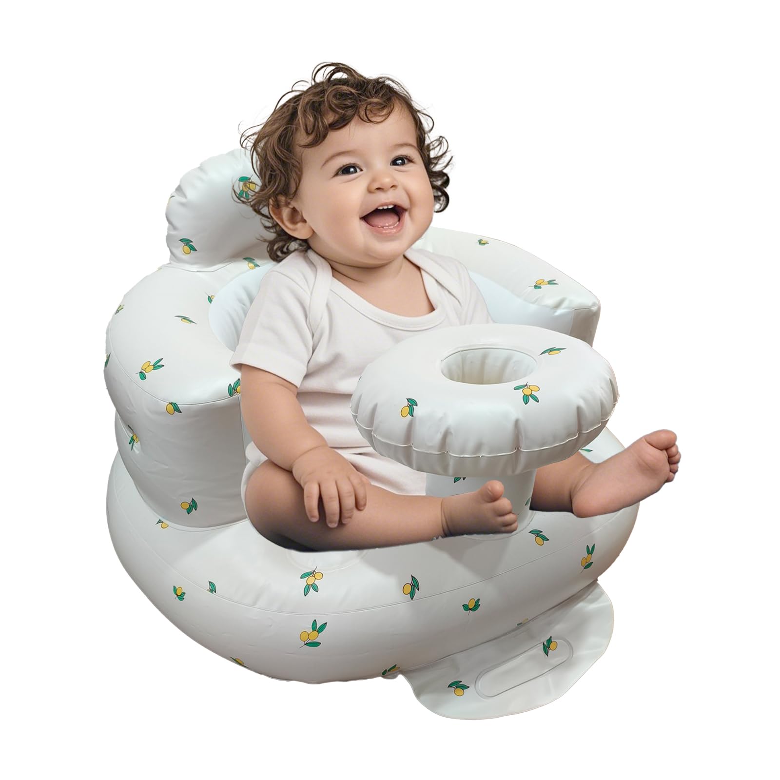 TOSXW inflatable baby seat front view shows compact, portable setup