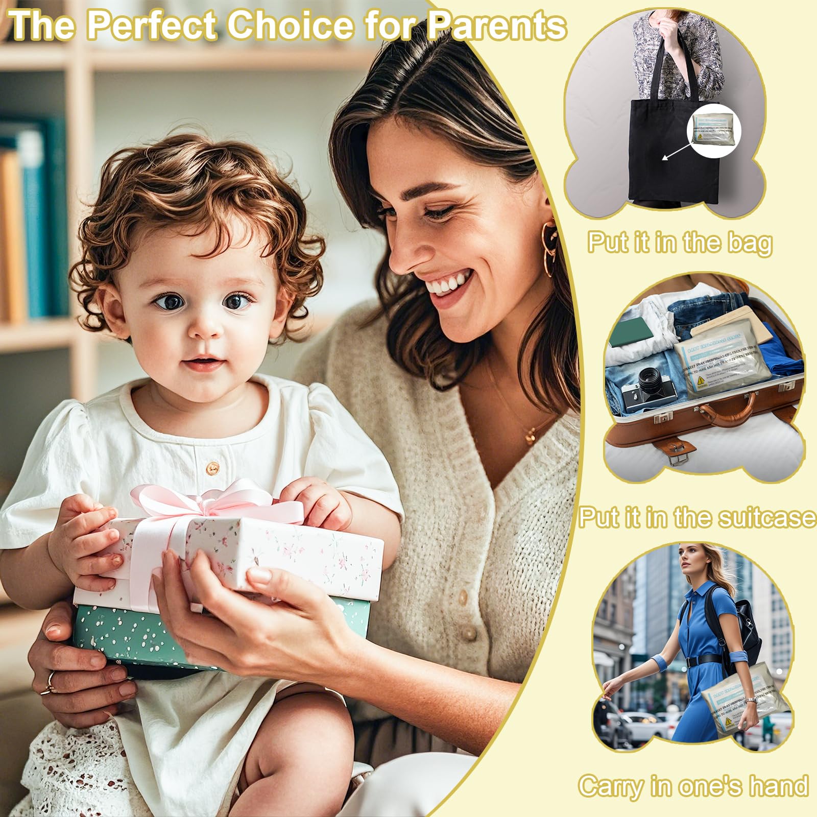 TOSXW inflatable baby seat in kitchen scene for safe, interactive mealtimes.