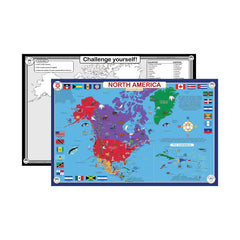 Tot Talk North America Map placemat close-up on a durable wipe-clean surface for quick cleanup.