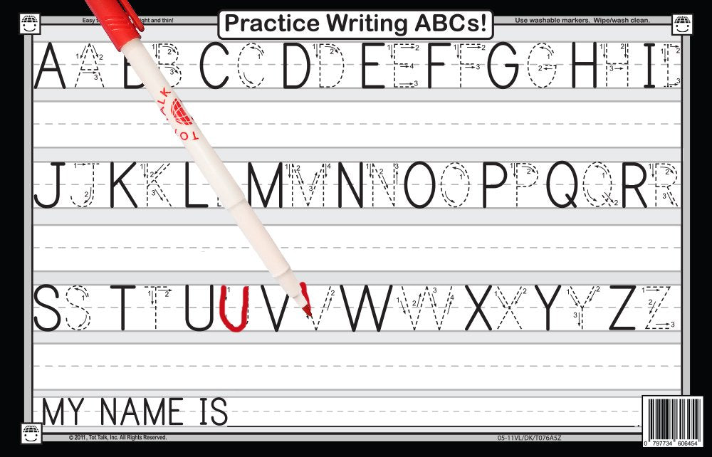 Tot Talk placemats double-sided design offers twice the learning content during meals.