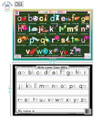 Tot Talk placemats side view highlighting double-sided content for ongoing lessons.
