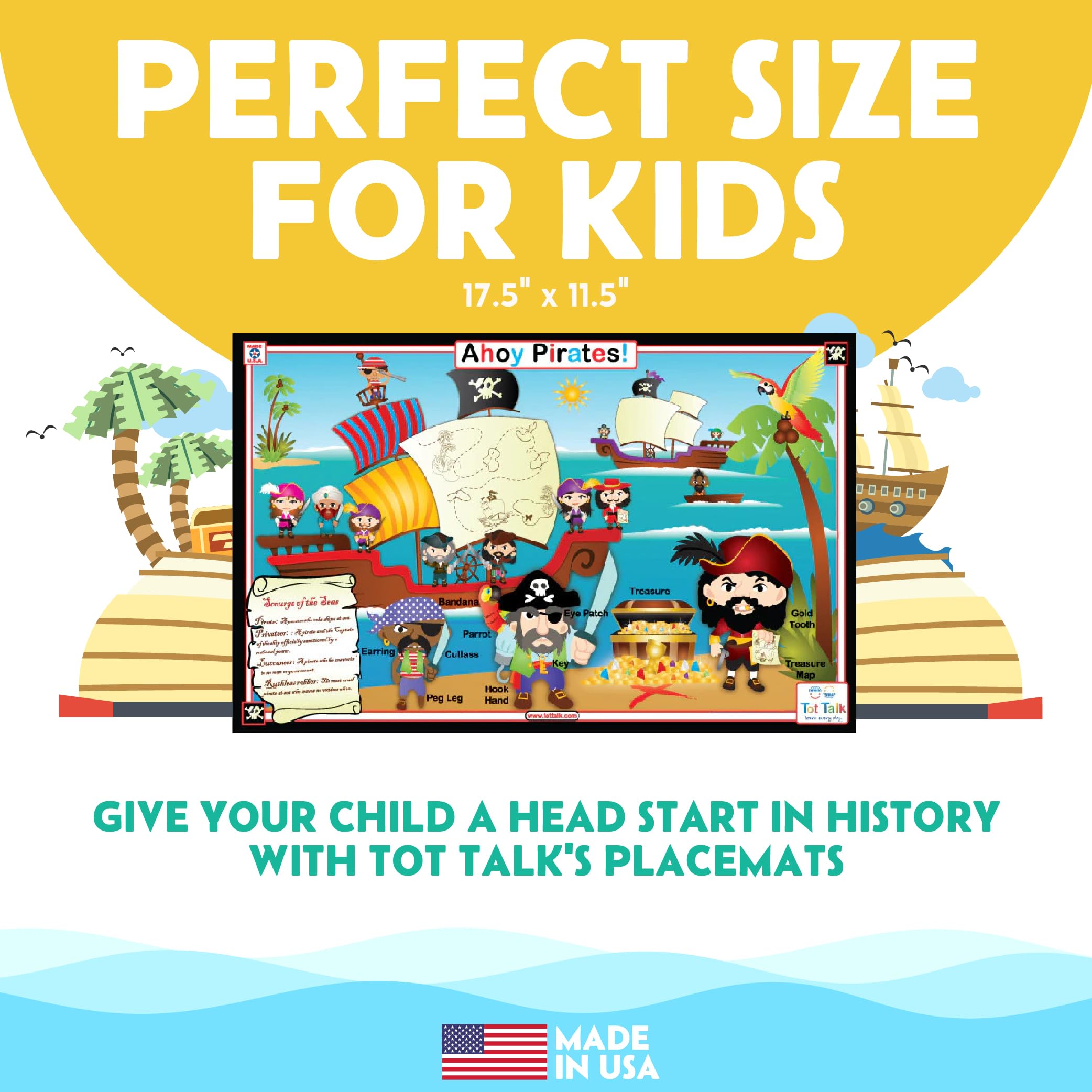 Tot Talk placemat content supports rotating topics to spark at-dinnertime conversations.