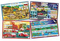 Tot Talk vehicles placemat promotes at-mealtime transportation learning and conversation.