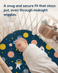 TotAha calming prints sheet elevates nursery aesthetics while supporting restful sleep