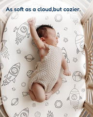 TotAha fitted sheet demonstrating compatibility with Maxi Cosi Lora and other models