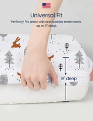 TotAha Botanical crib sheet in baby sleep scene emphasizes soft, cool nights