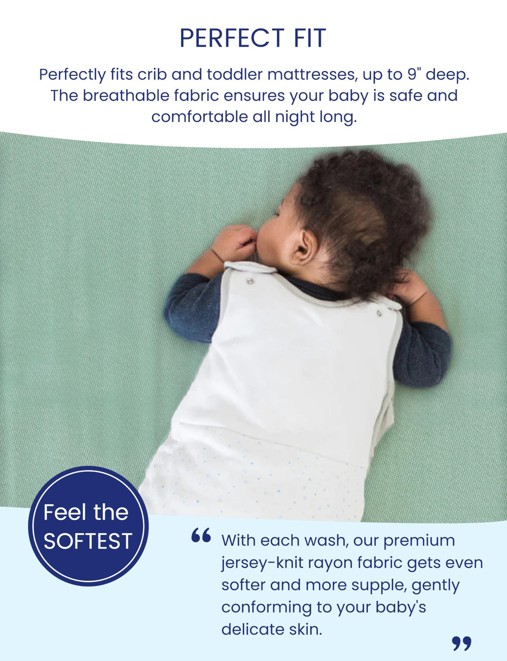 TotAha Botanical crib sheet stretch-fit edge demonstrates secure, deep-pocket design