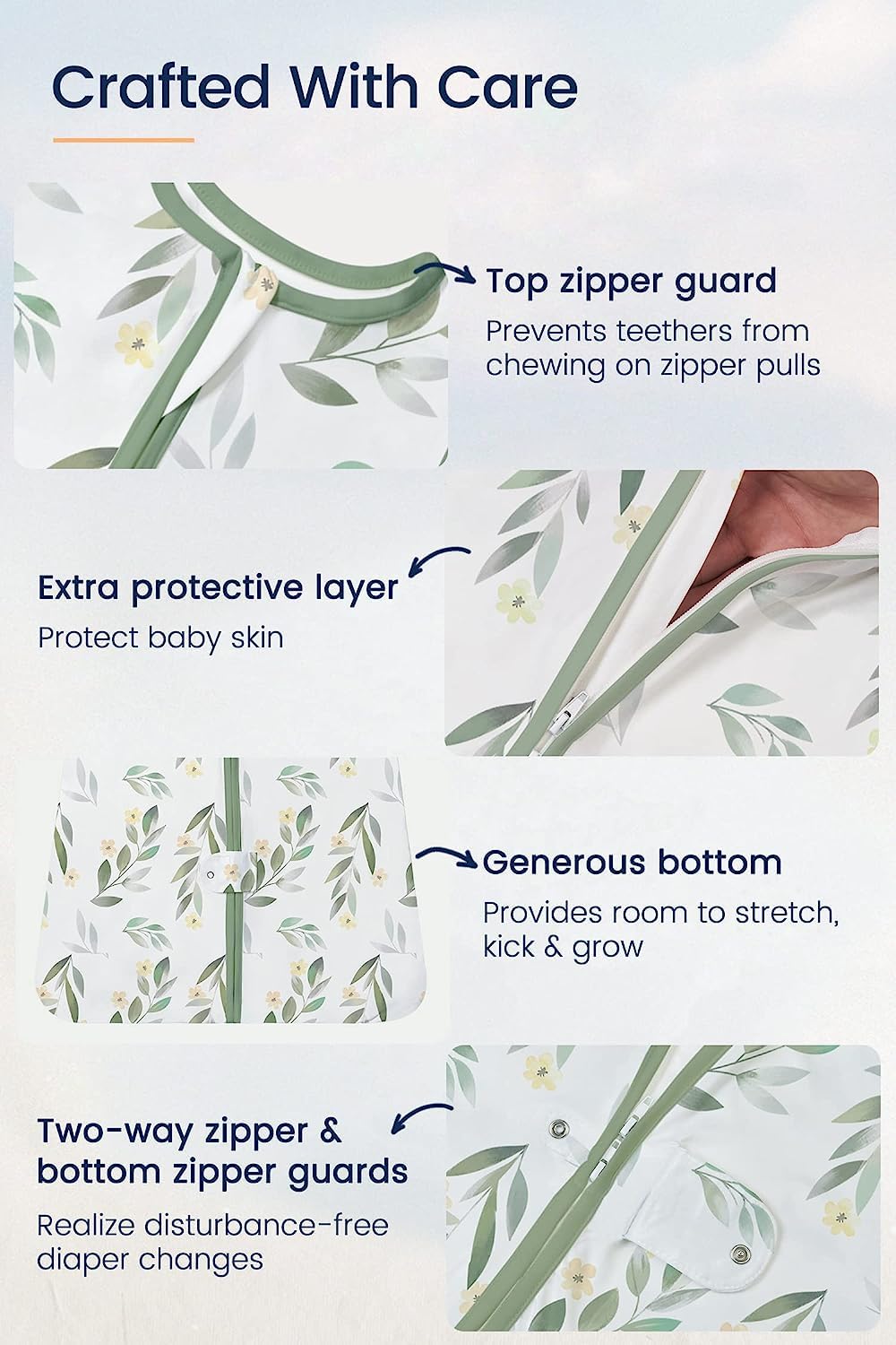 TotAha breathable knit sleep sack scene underlines temperature control for comfy nights.