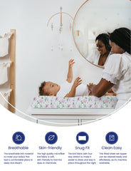 TotAha premium-stretchy changing pad cover close-up shows soft, durable TotCare weave.