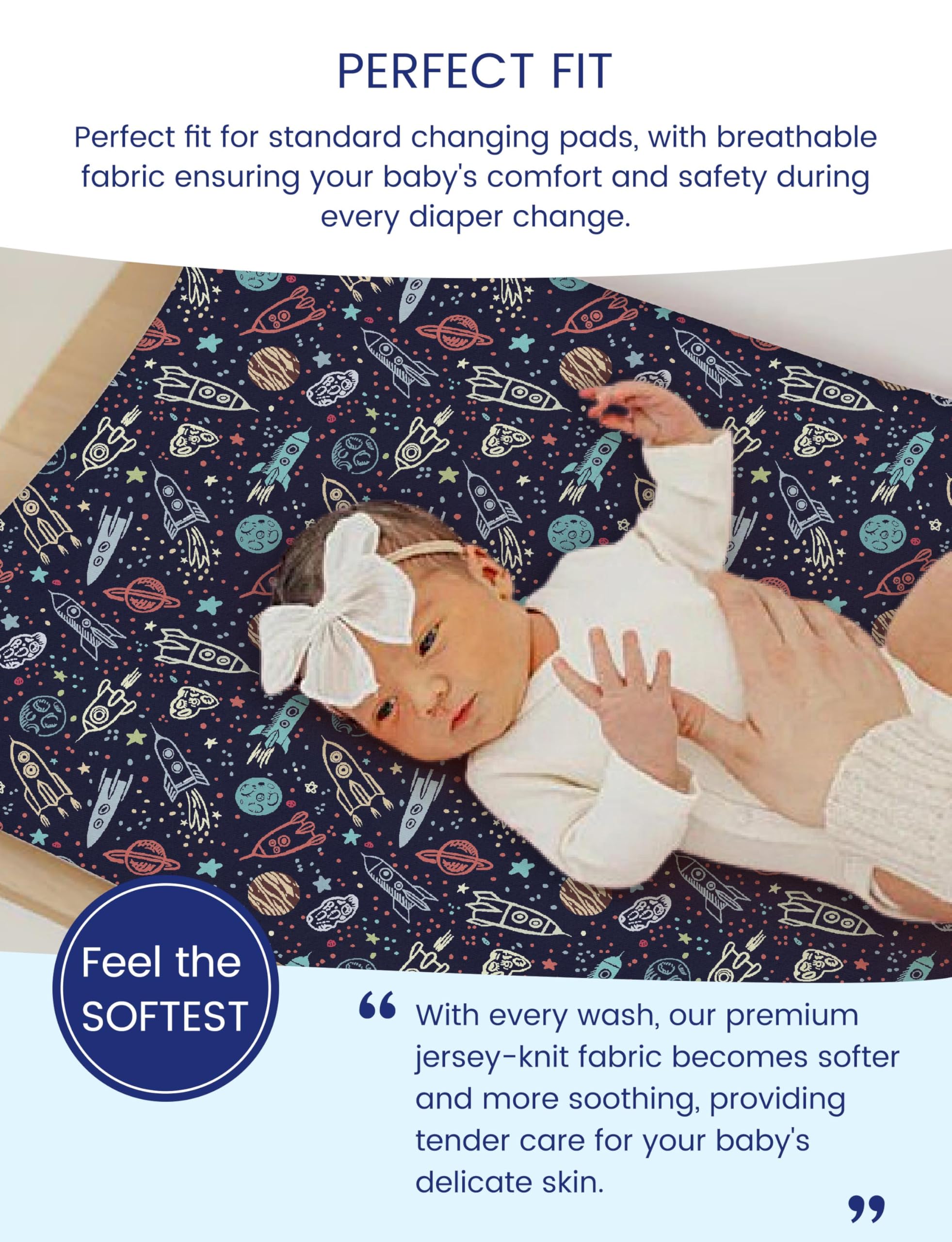 TotAha changing pad cover soft jersey-knit fabric provides snug, comfortable changes.