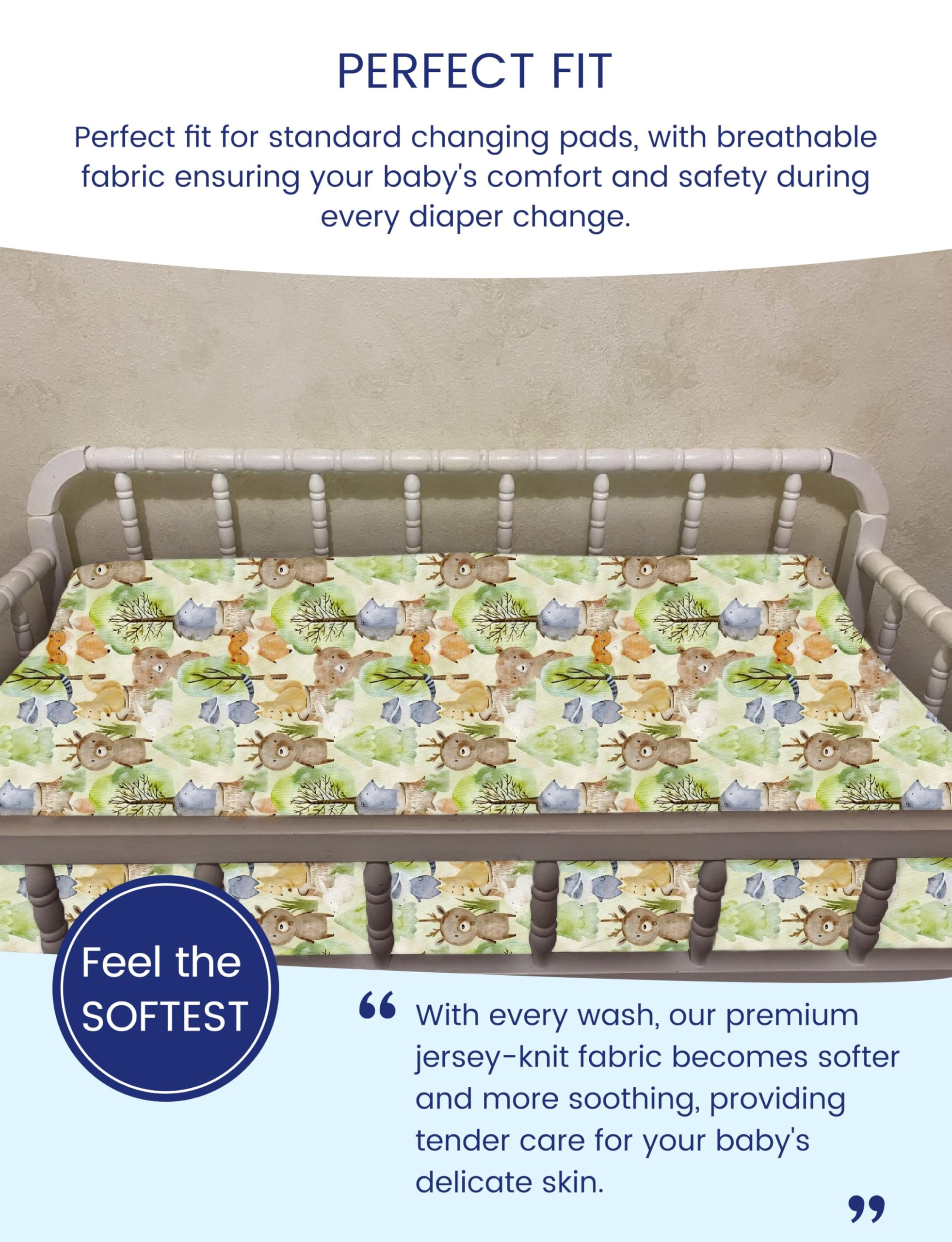 TotAha changing pad cover demonstrates a stretchy, snug fit.