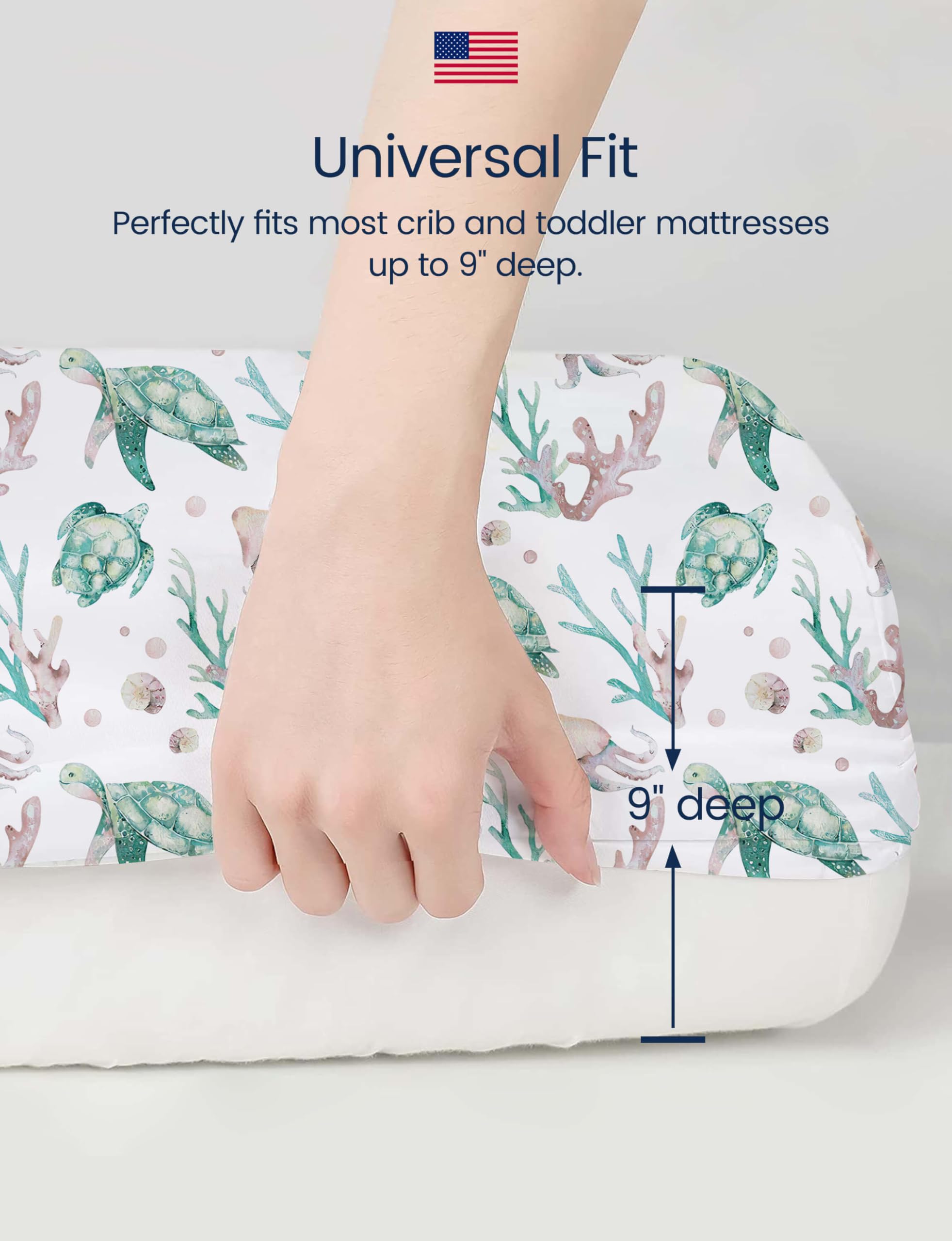 TotAha crib sheets 2-pack display illustrates value and convenient spare bedding