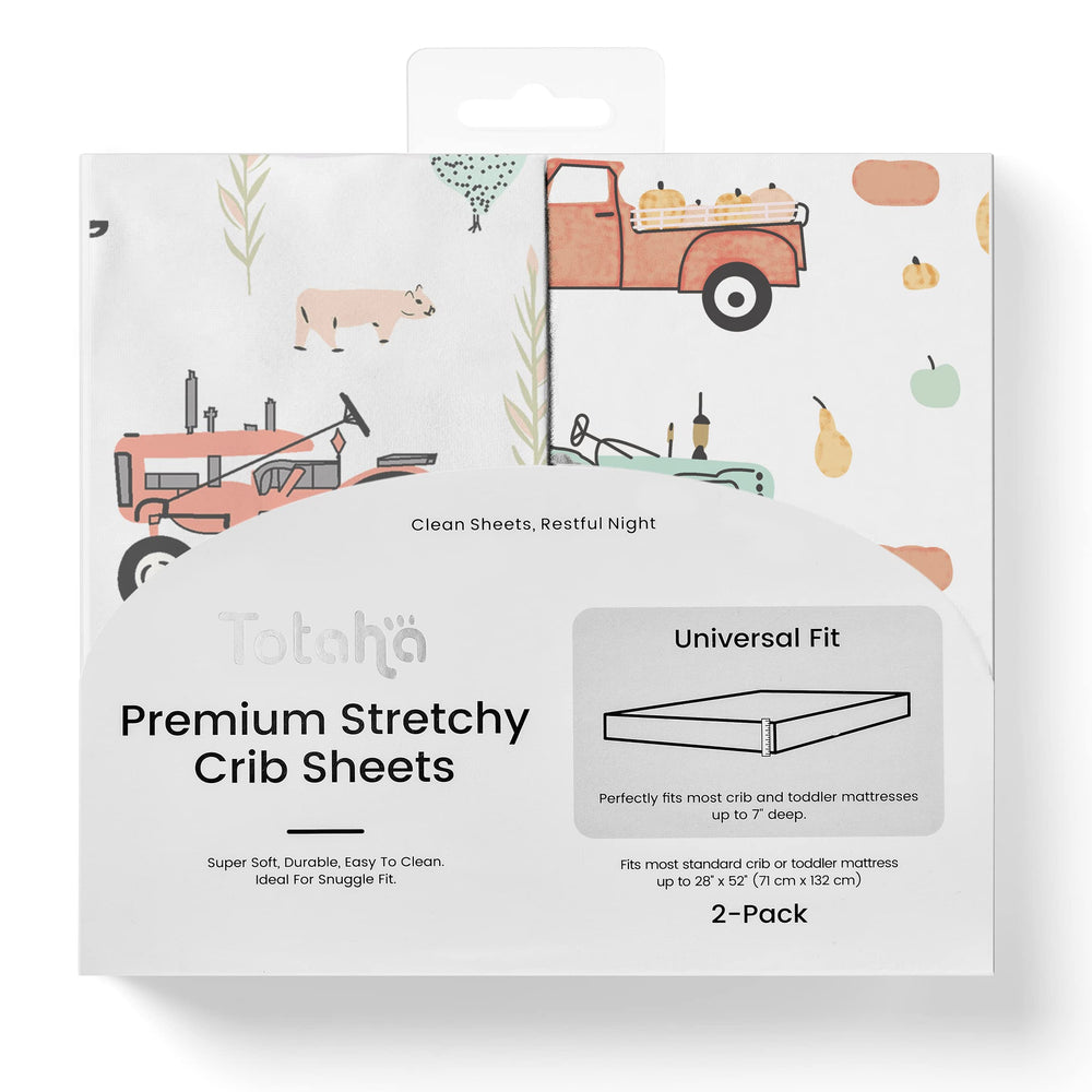 TotAha crib sheets for boys with pumpkin pattern offering playful bedtime vibes