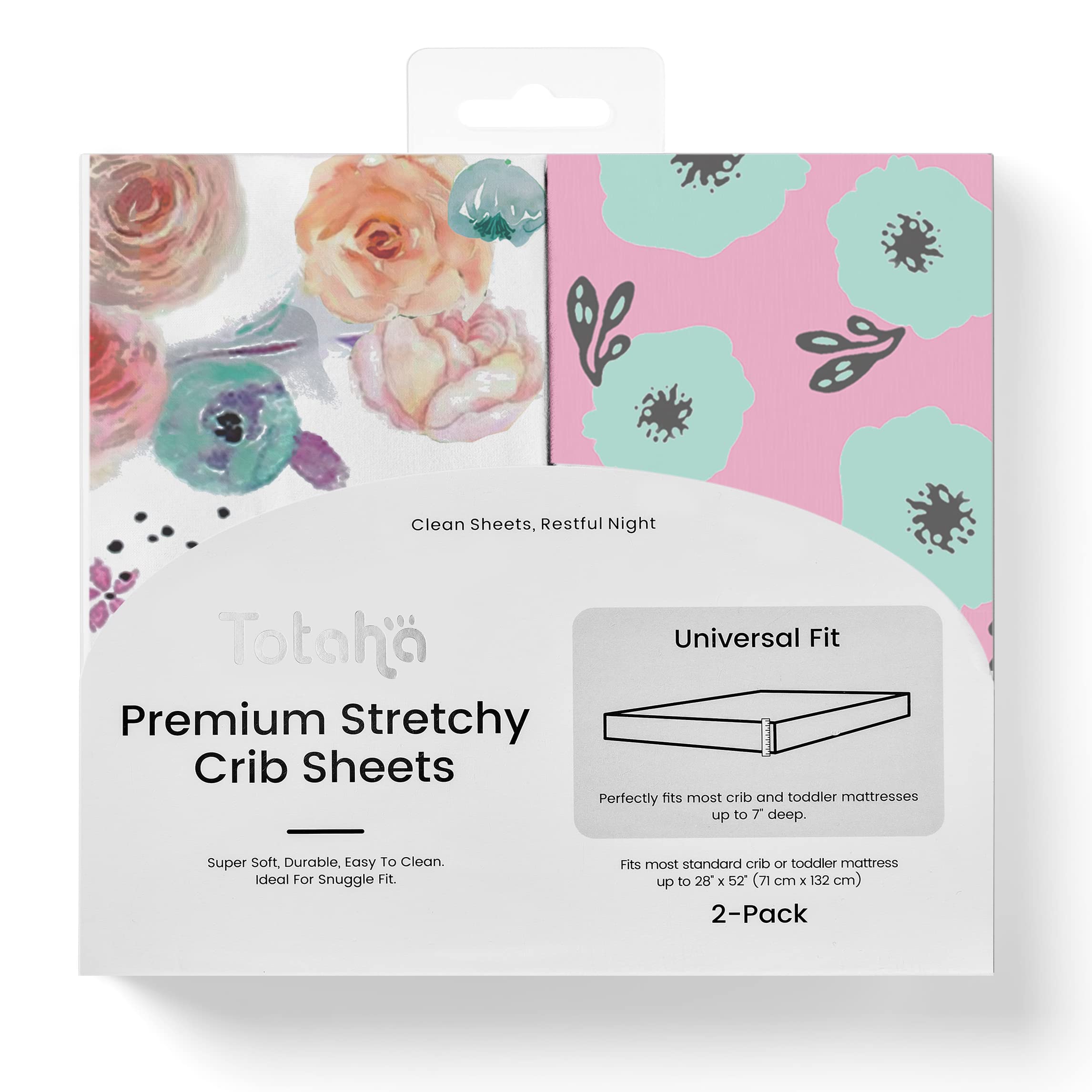 TotAha crib sheets Colorful Flora with TotCare for gentle, breathable sleep