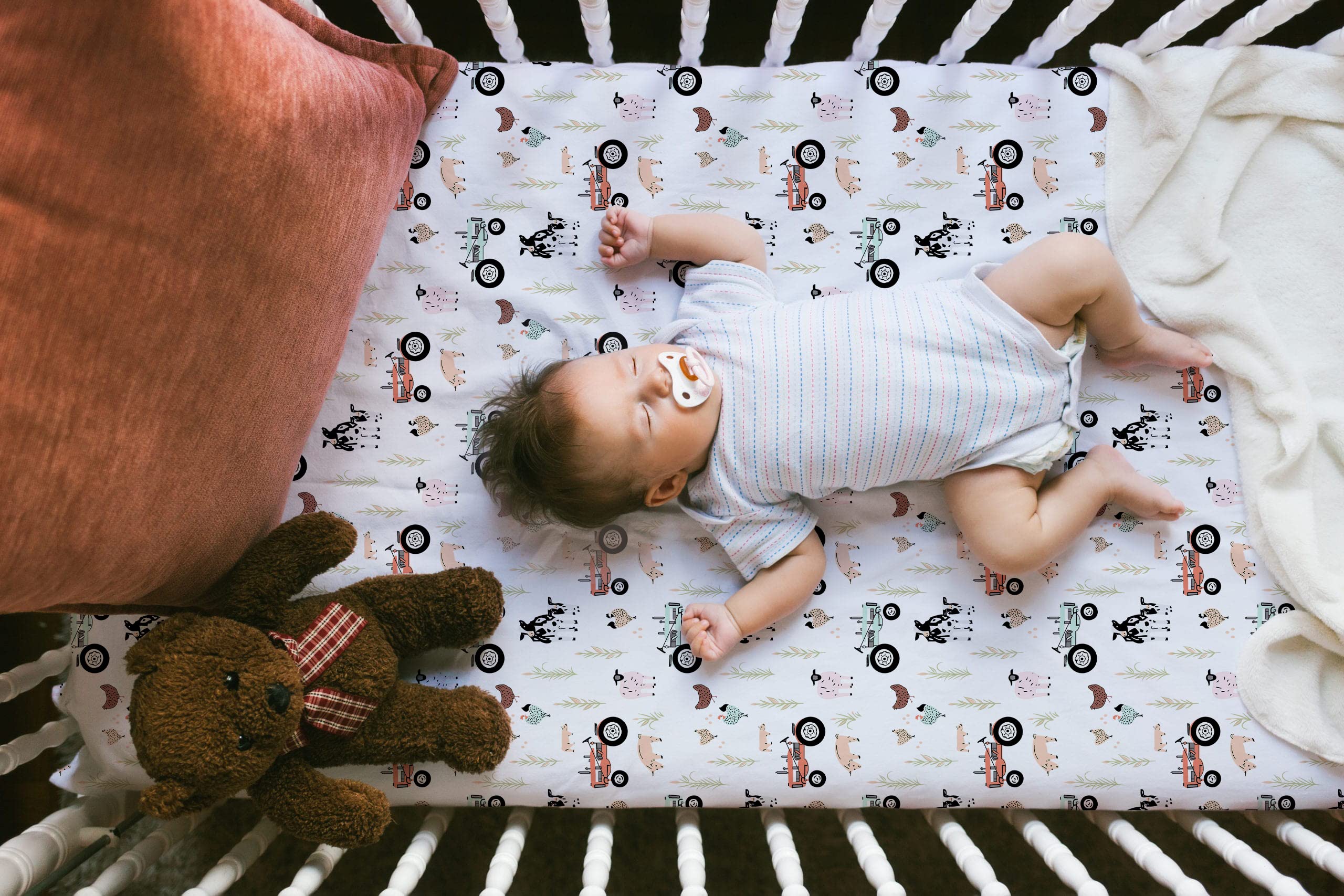 TotAha easy-care crib sheet showing machine-wash durability