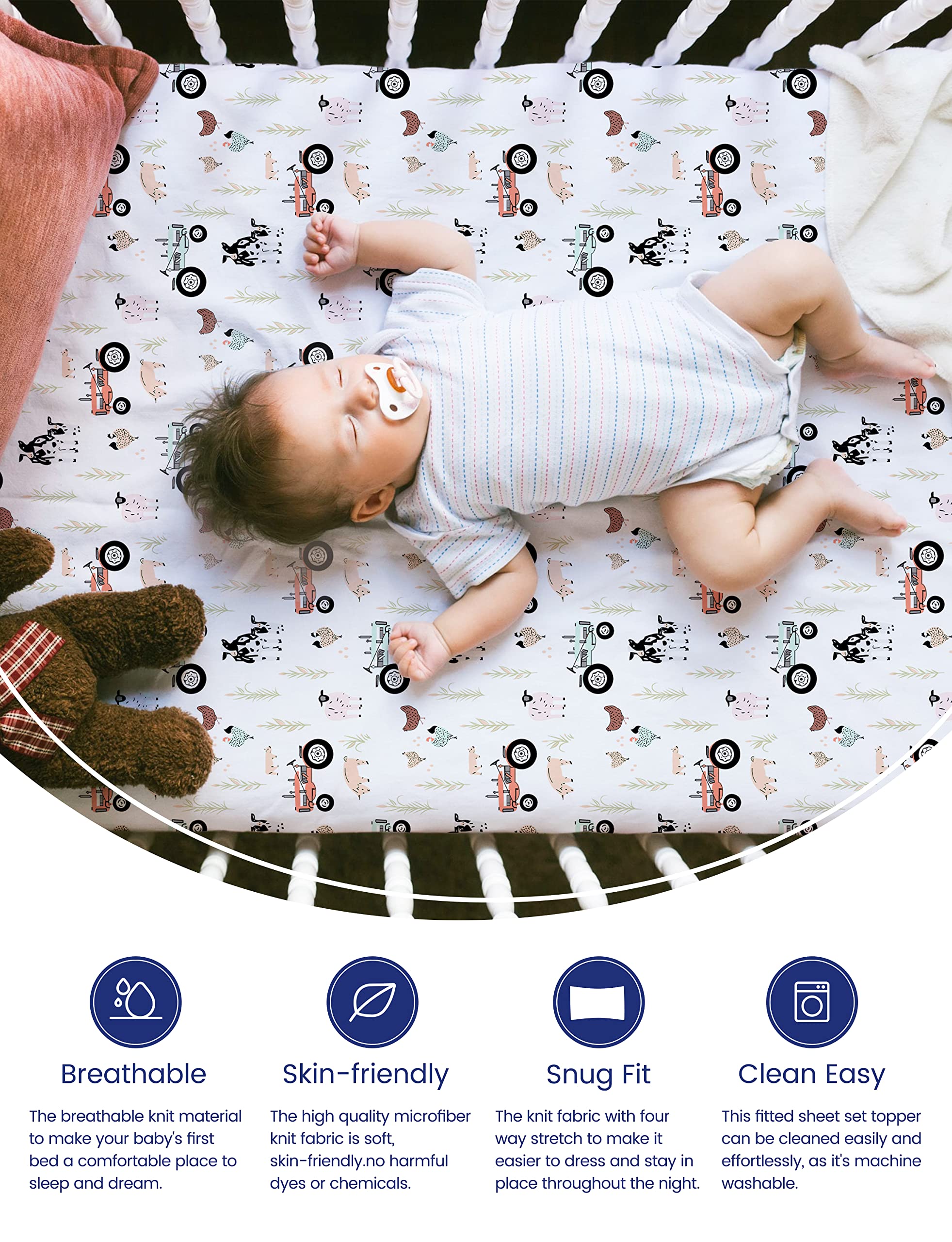 TotAha extra-deep-pocket 9-inch design fits thicker crib mattresses securely