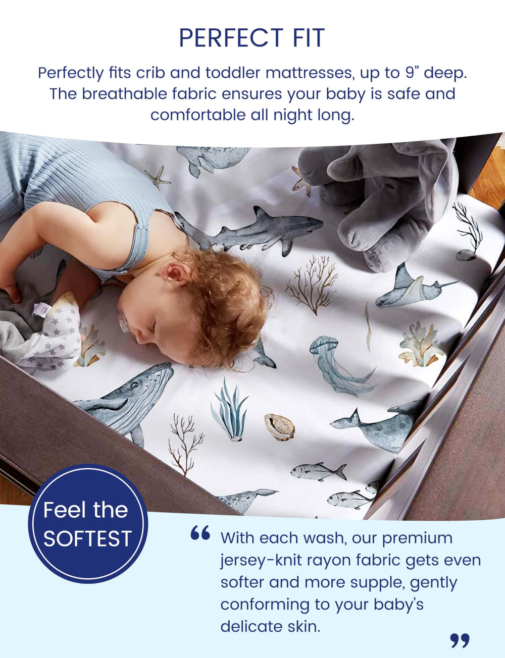 TotAha crib sheets jersey-knit texture deliver silky-smooth touch and flexible fit