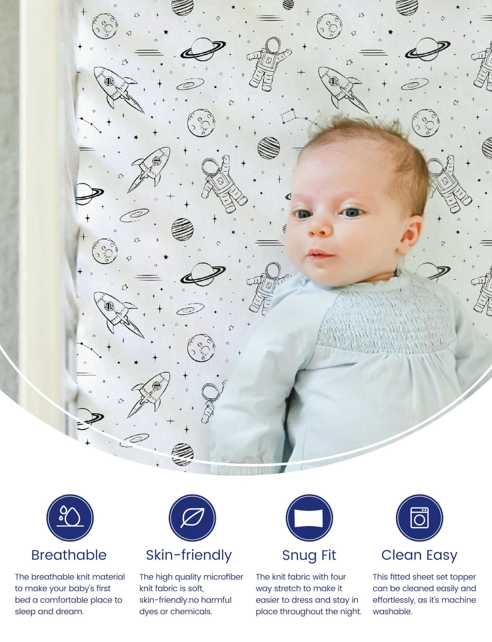 TotAha crib sheets silky smooth knit enhances baby sleep surface, hypoallergenic