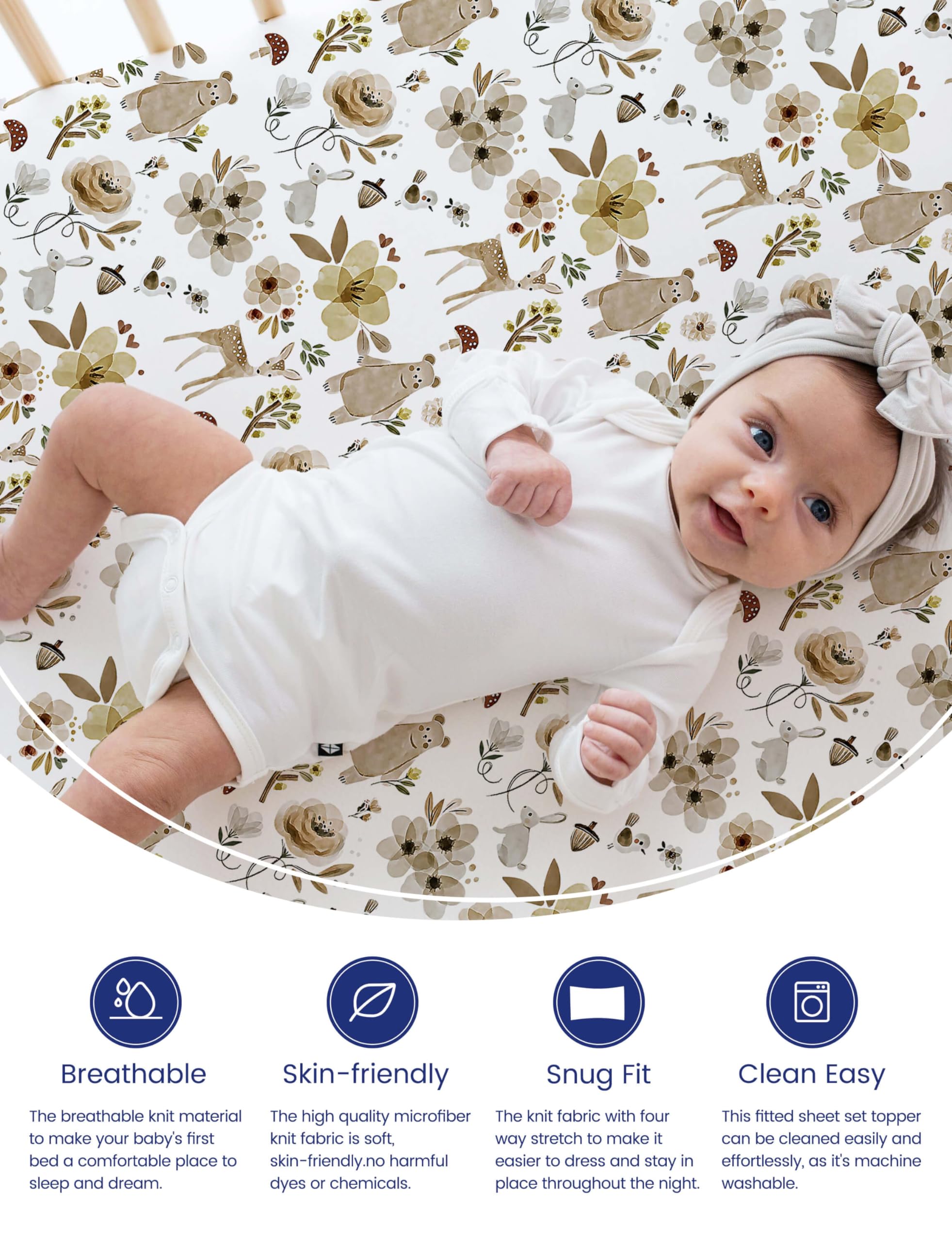 TotAha cute bear crib sheet adds playful style with gentle touch