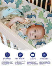 TotAha dinosaur mini crib sheet snug fit and breathable all-season fabric