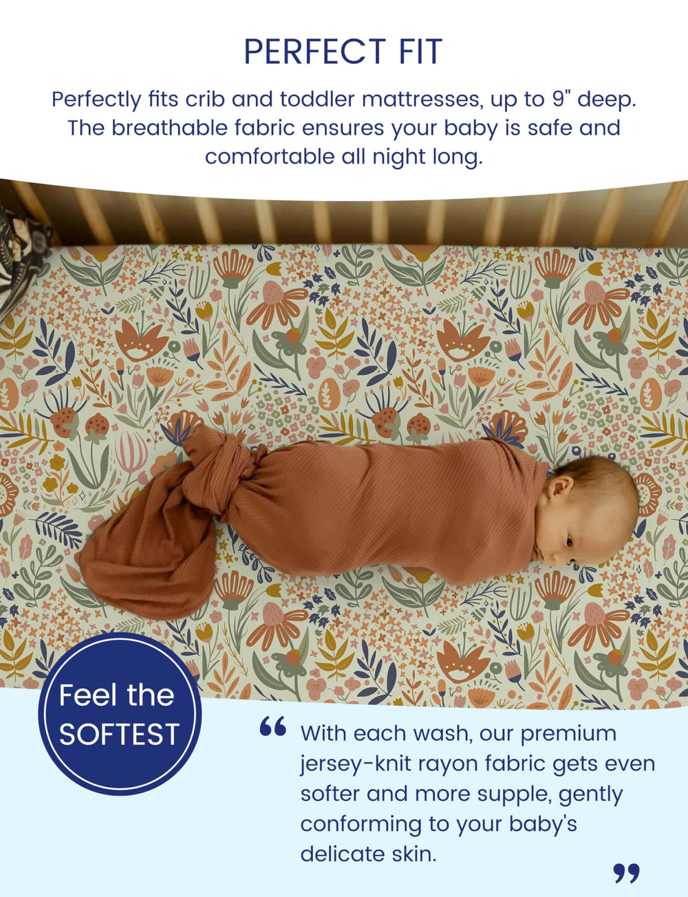 TotAha jersey-knit soft sheet closeup highlights silky feel and flexibility
