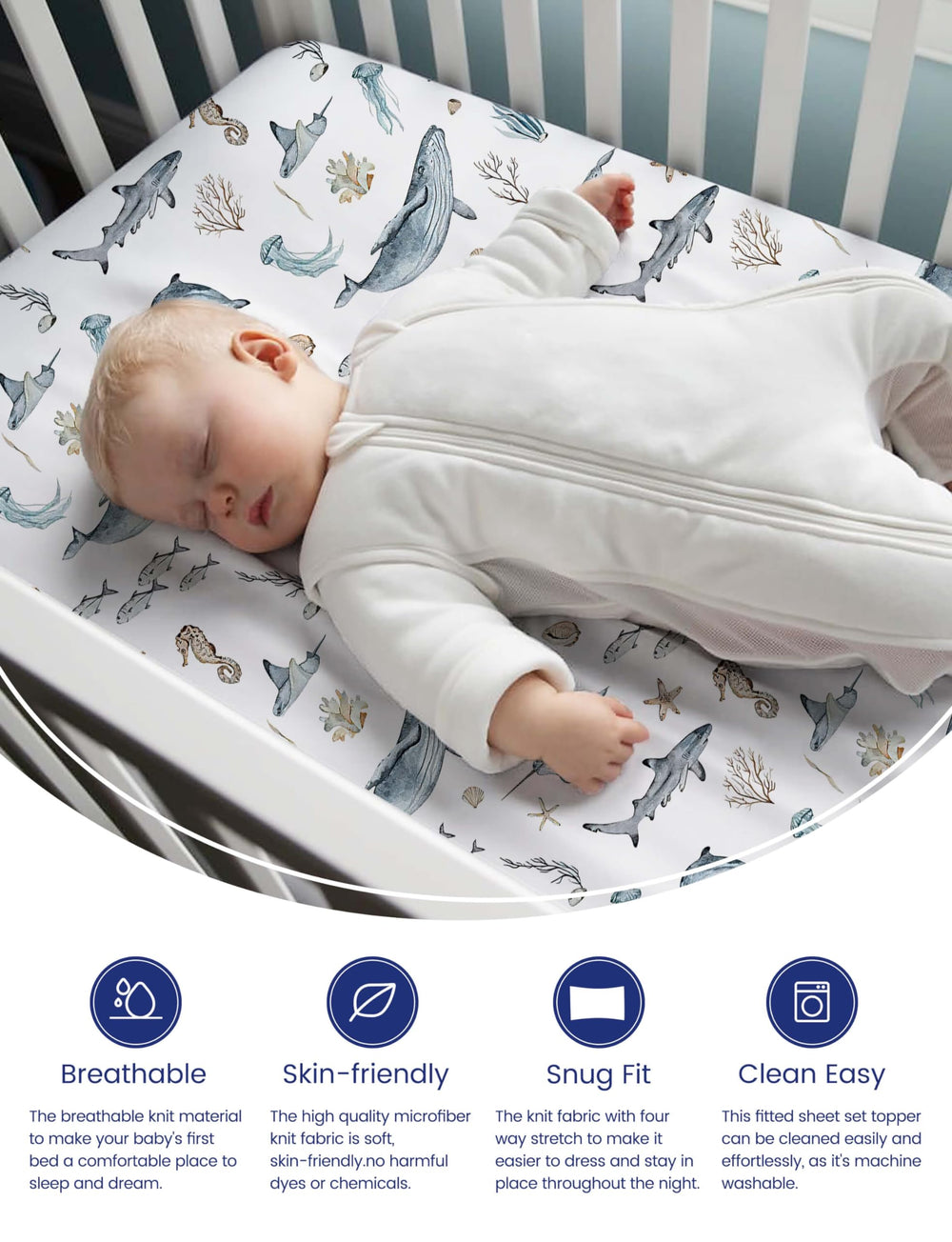 TotAha jersey-knit softness highlights breathable comfort for baby bedtime.
