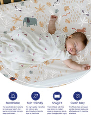 TotAha Jungle Animal Crib Sheets soft texture delivers silky softness against baby's skin