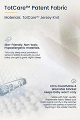 TotAha Light Sleep Sack two-way zipper detail enables easy middle-of-night diaper changes.