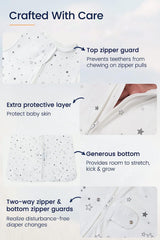 TotAha Light Sleep Sack stitching detail highlights durable, long-lasting construction.