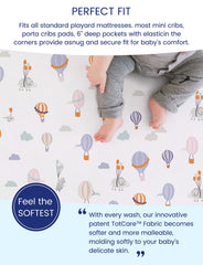TotAha mini crib sheets closeup shows soft fabric for gentle skin contact
