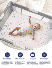 TotAha mini crib sheets soft texture with blue flower conveys all-season comfort
