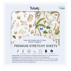TotAha Premium Soft Graco Pack n Play fitted sheets Happy Zoo design for cozy naps