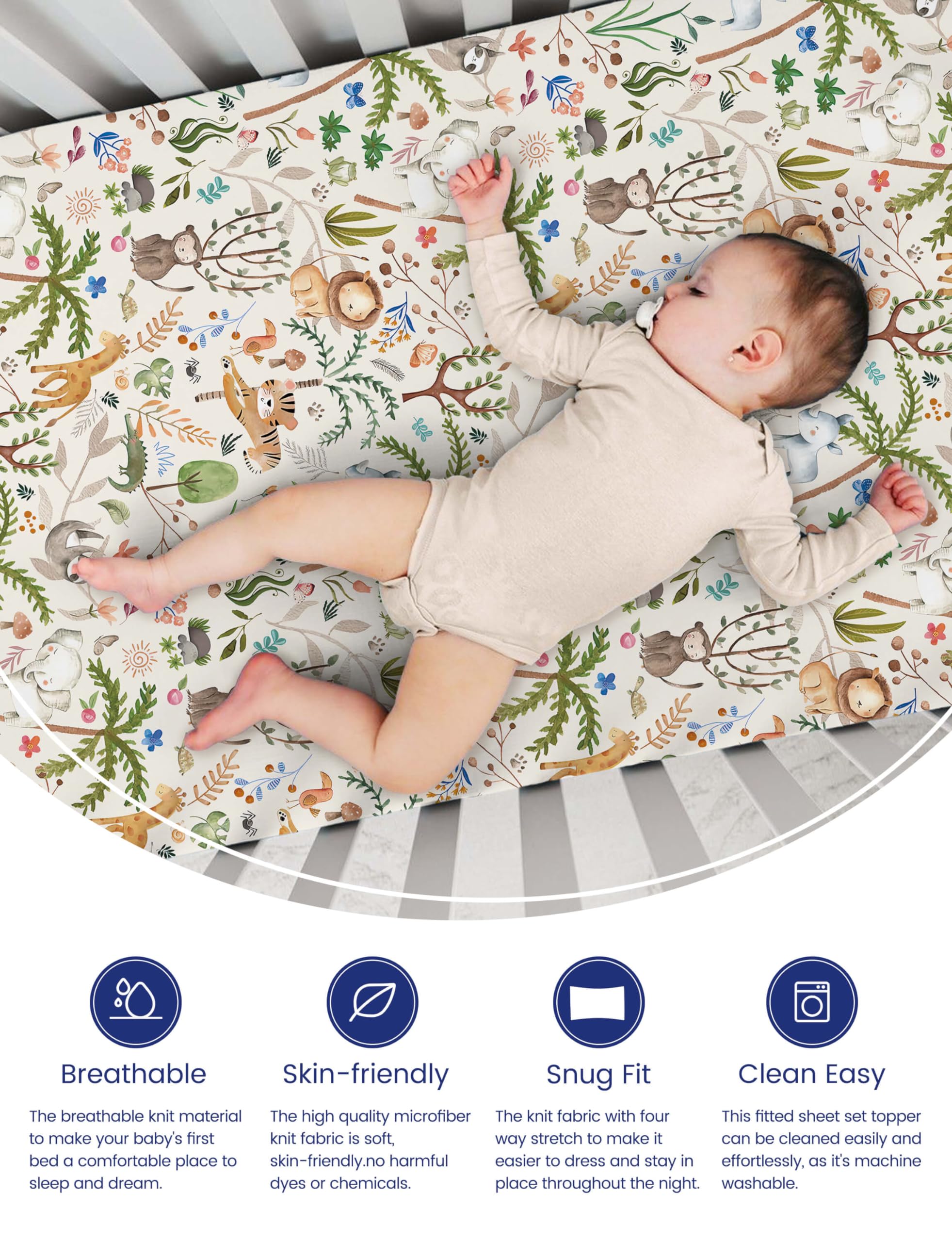 TotAha Premium Soft Graco Pack n Play fitted sheets Jungle design with snug fit