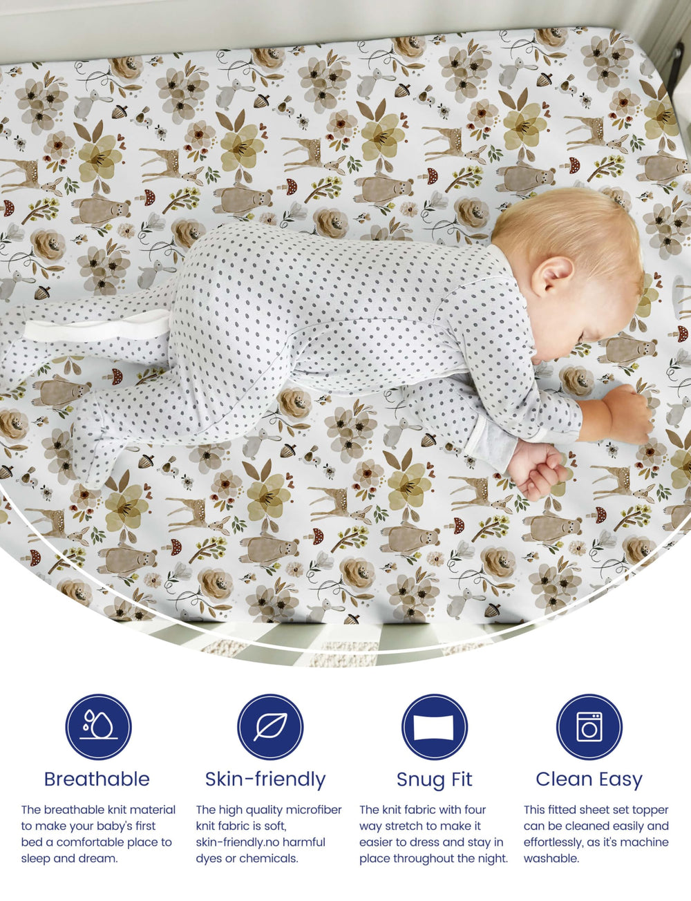 TotAha Premium Sheets Cute Bear design offering cozy comfort for crib time.